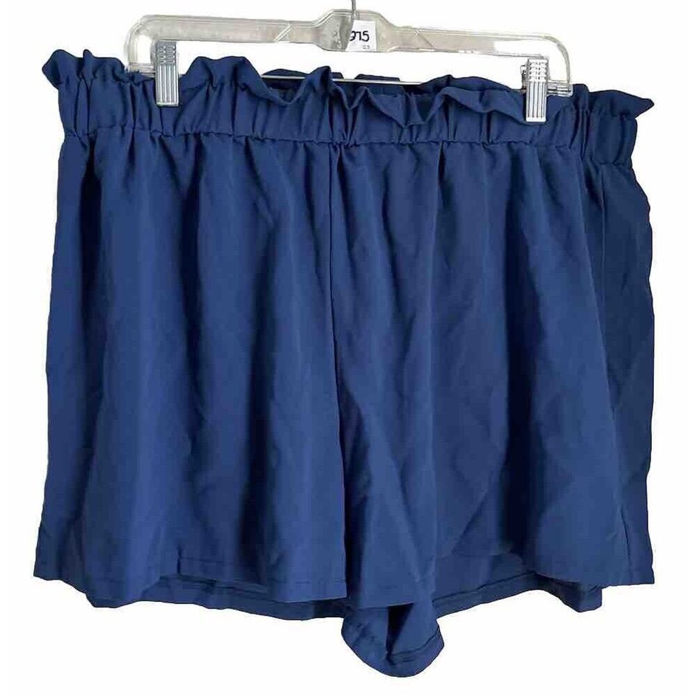 WOMENS PLUS JUNIOR SIZE 3XL ROYAL‎ BLUE SHORT FLOWY SHORTS WITH ELASTIC WAIST